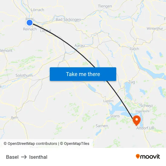 Basel to Isenthal map