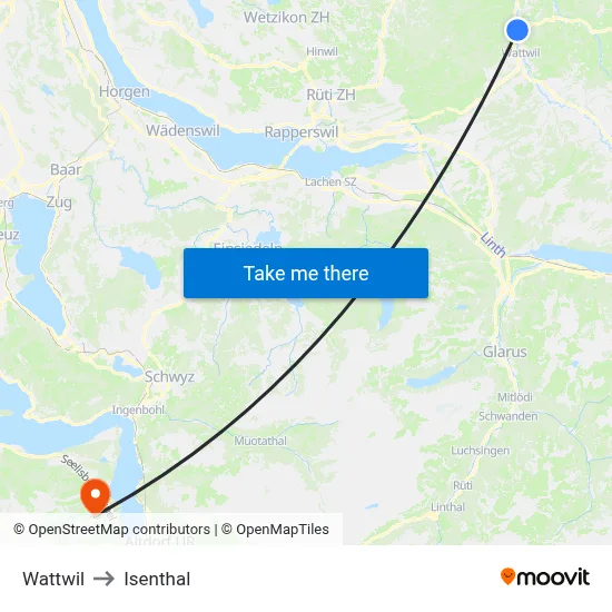 Wattwil to Isenthal map