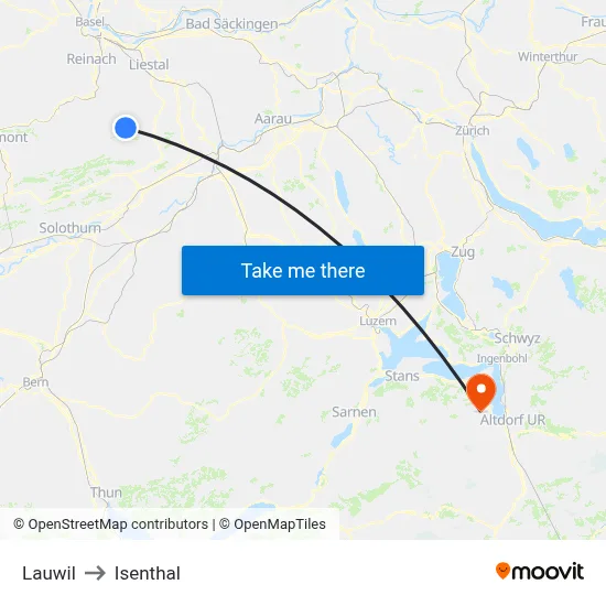 Lauwil to Isenthal map