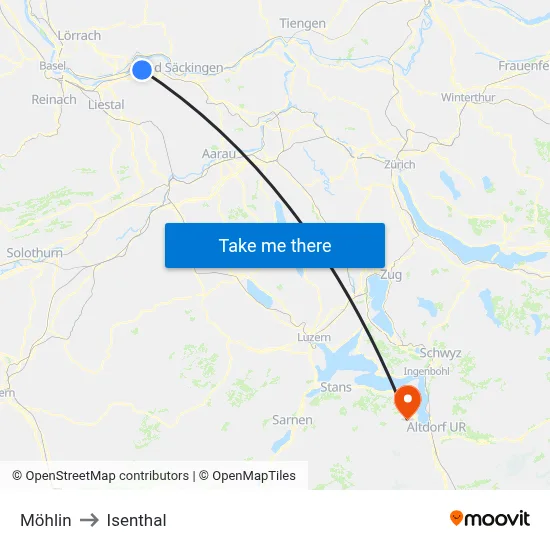 Möhlin to Isenthal map