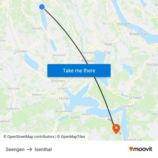 Seengen to Isenthal map