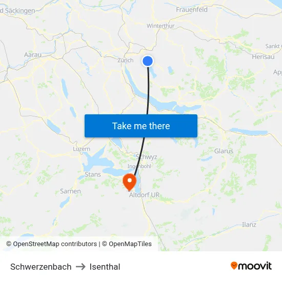 Schwerzenbach to Isenthal map