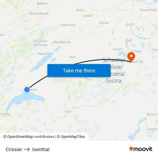 Crissier to Isenthal map