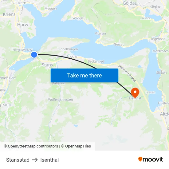 Stansstad to Isenthal map
