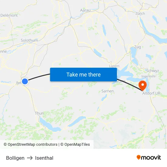 Bolligen to Isenthal map