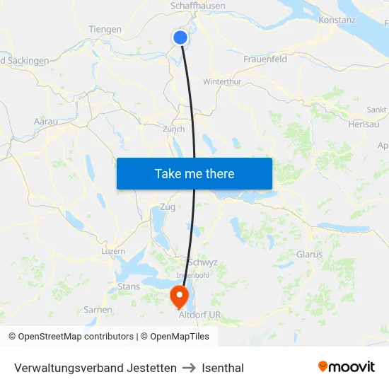 Verwaltungsverband Jestetten to Isenthal map