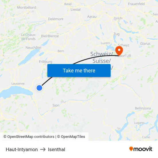 Haut-Intyamon to Isenthal map