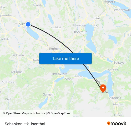 Schenkon to Isenthal map