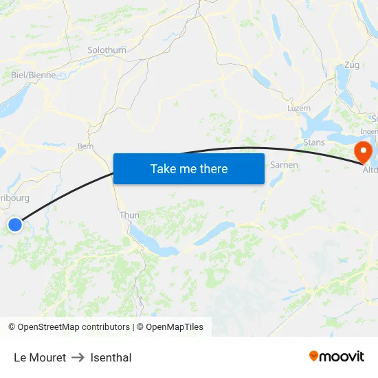Le Mouret to Isenthal map