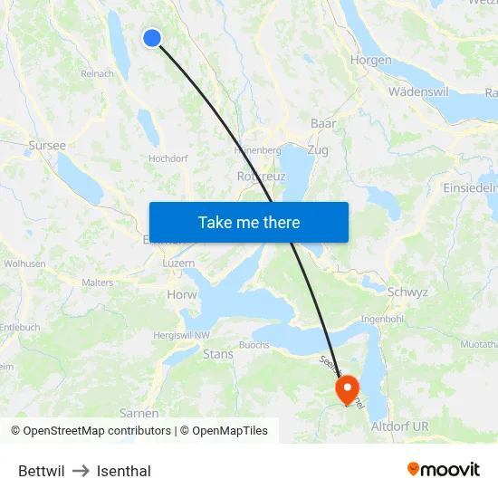 Bettwil to Isenthal map