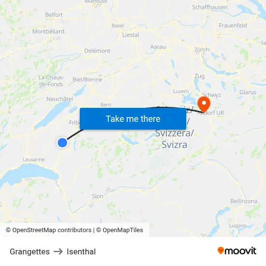 Grangettes to Isenthal map