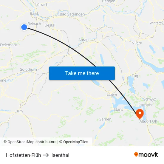 Hofstetten-Flüh to Isenthal map