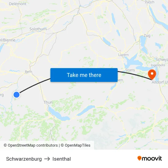 Schwarzenburg to Isenthal map