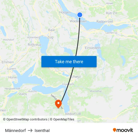 Männedorf to Isenthal map