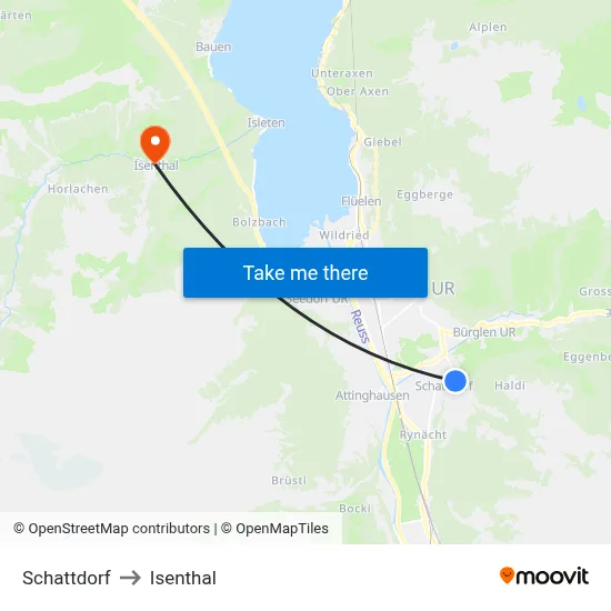 Schattdorf to Isenthal map