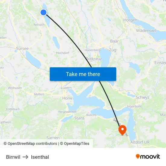 Birrwil to Isenthal map