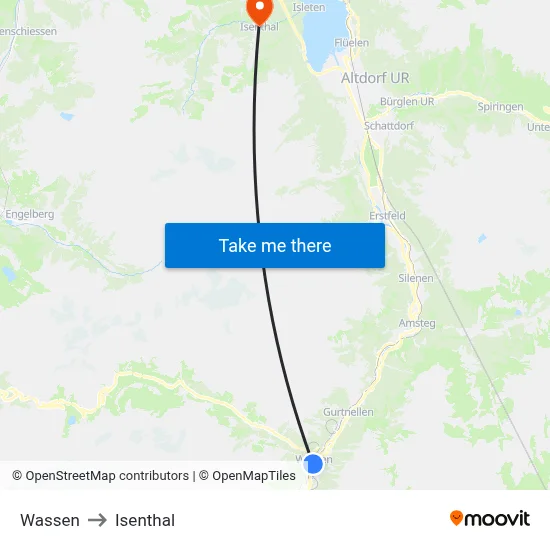 Wassen to Isenthal map