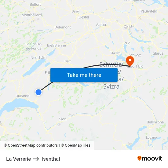 La Verrerie to Isenthal map