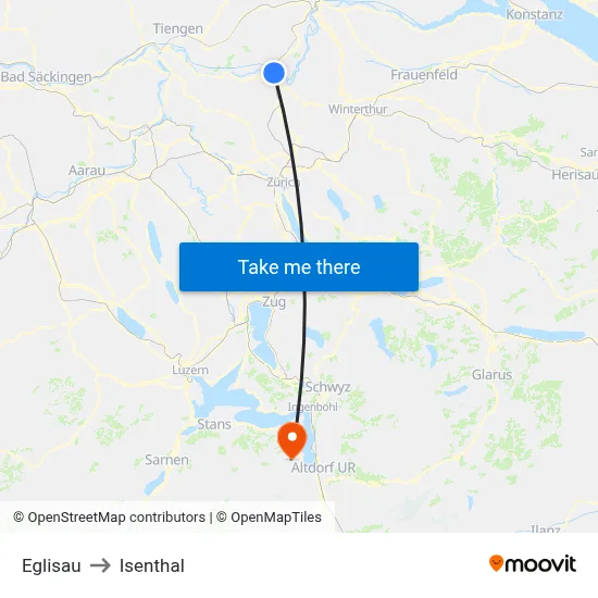 Eglisau to Isenthal map