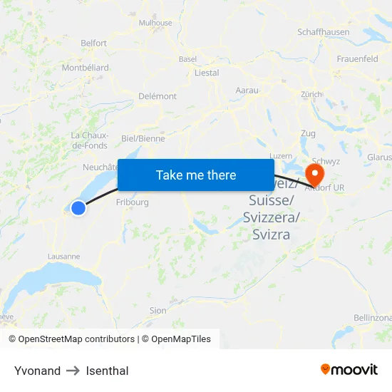 Yvonand to Isenthal map