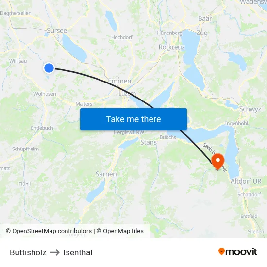 Buttisholz to Isenthal map