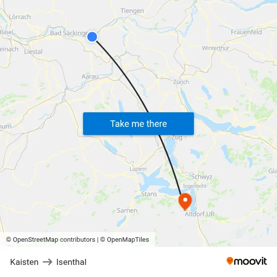 Kaisten to Isenthal map