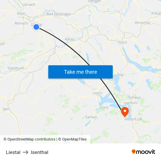 Liestal to Isenthal map