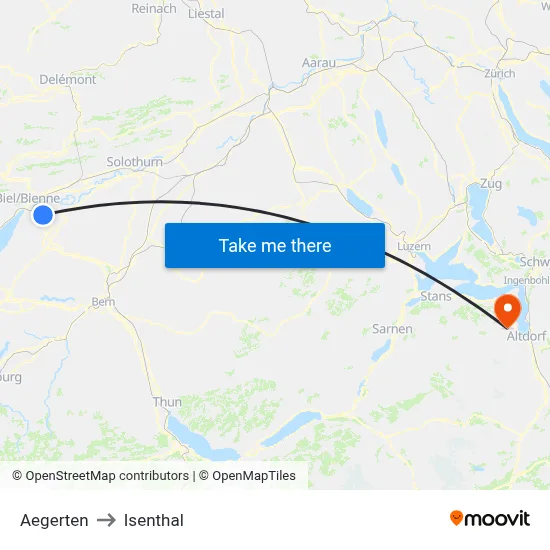 Aegerten to Isenthal map