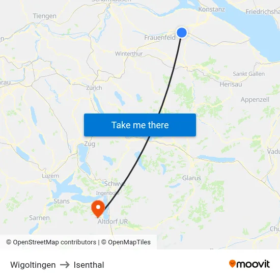 Wigoltingen to Isenthal map