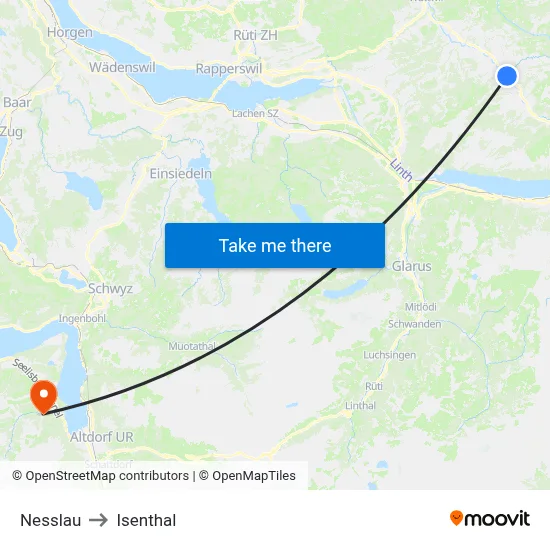 Nesslau to Isenthal map