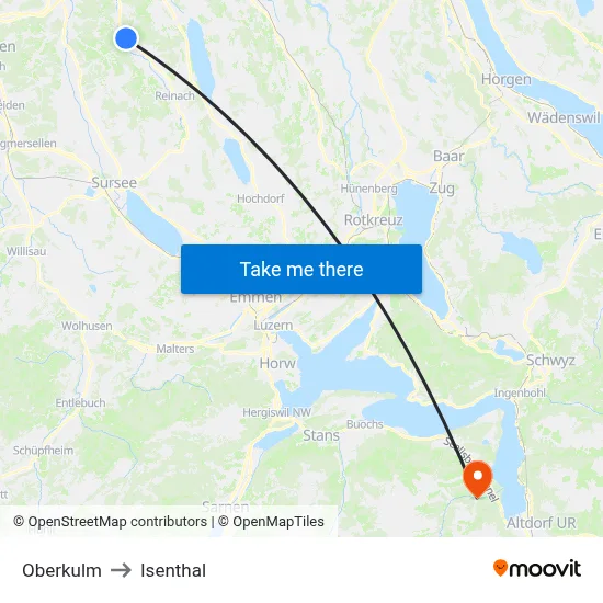 Oberkulm to Isenthal map