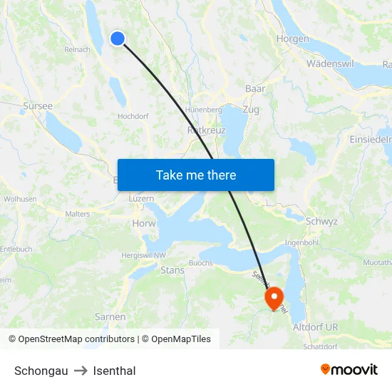 Schongau to Isenthal map