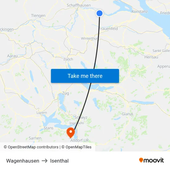 Wagenhausen to Isenthal map
