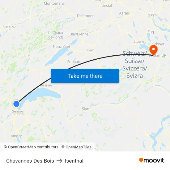 Chavannes-Des-Bois to Isenthal map