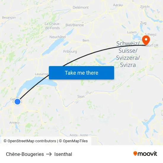 Chêne-Bougeries to Isenthal map