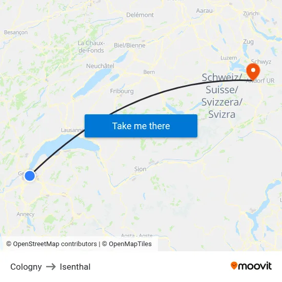 Cologny to Isenthal map