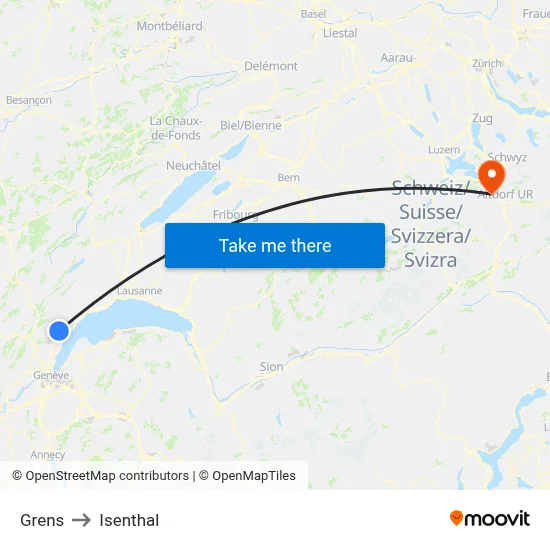 Grens to Isenthal map
