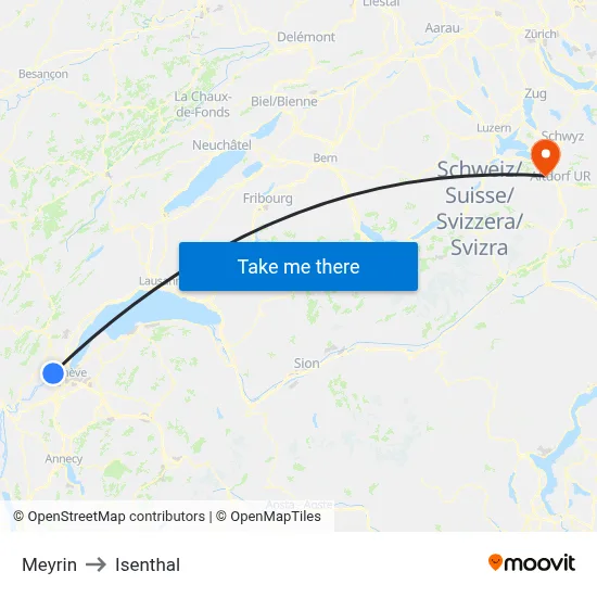Meyrin to Isenthal map