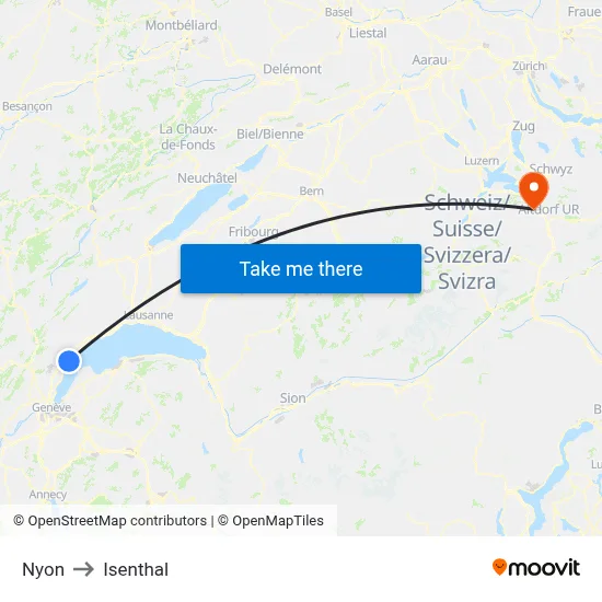 Nyon to Isenthal map