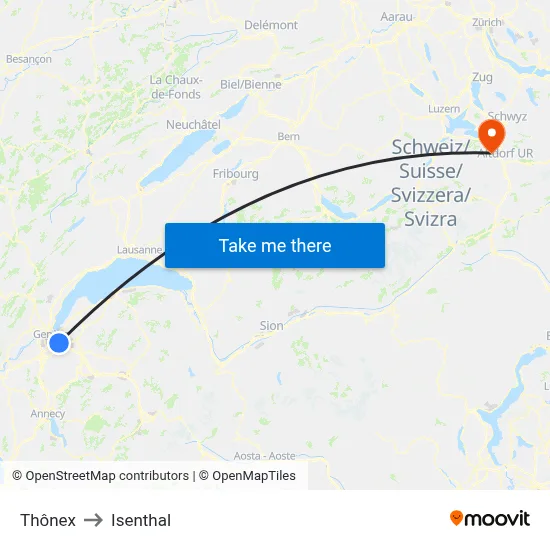 Thônex to Isenthal map