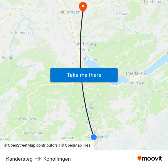 Kandersteg to Konolfingen map