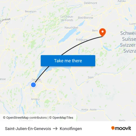 Saint-Julien-En-Genevois to Konolfingen map