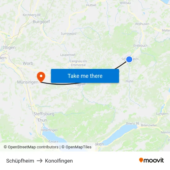 Schüpfheim to Konolfingen map