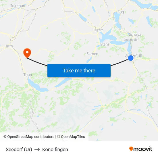 Seedorf (Ur) to Konolfingen map