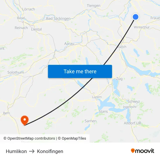 Humlikon to Konolfingen map