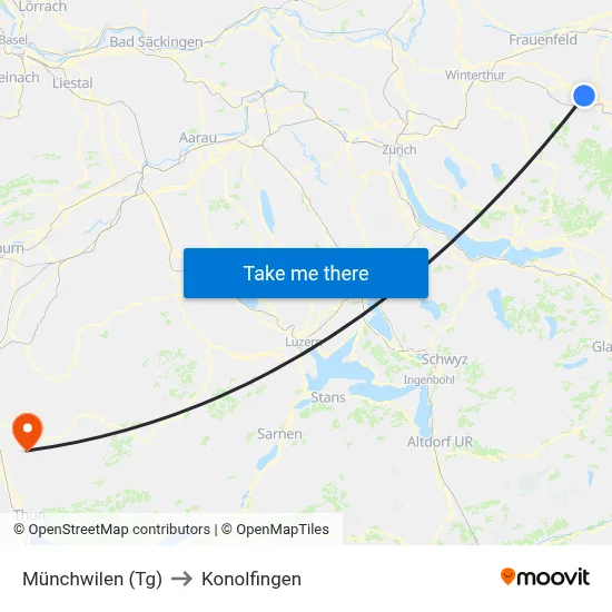 Münchwilen (Tg) to Konolfingen map
