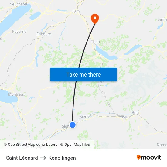 Saint-Léonard to Konolfingen map