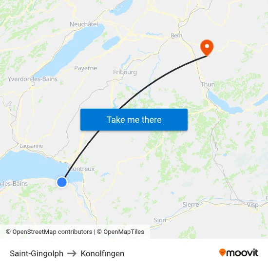 Saint-Gingolph to Konolfingen map