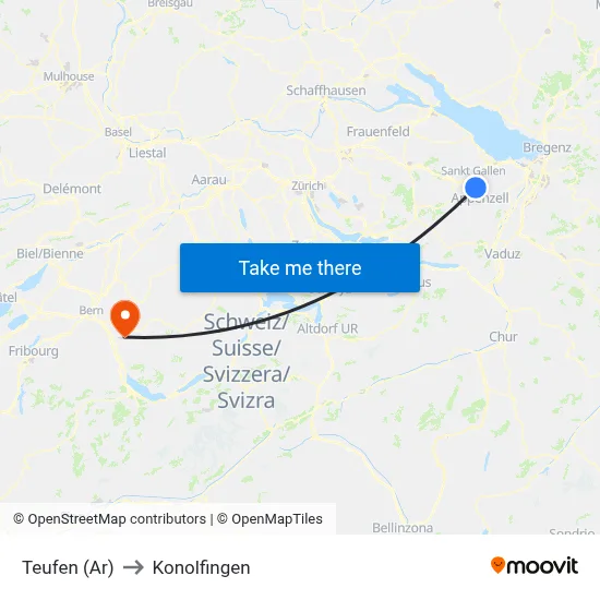 Teufen (Ar) to Konolfingen map
