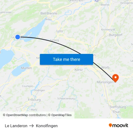 Le Landeron to Konolfingen map